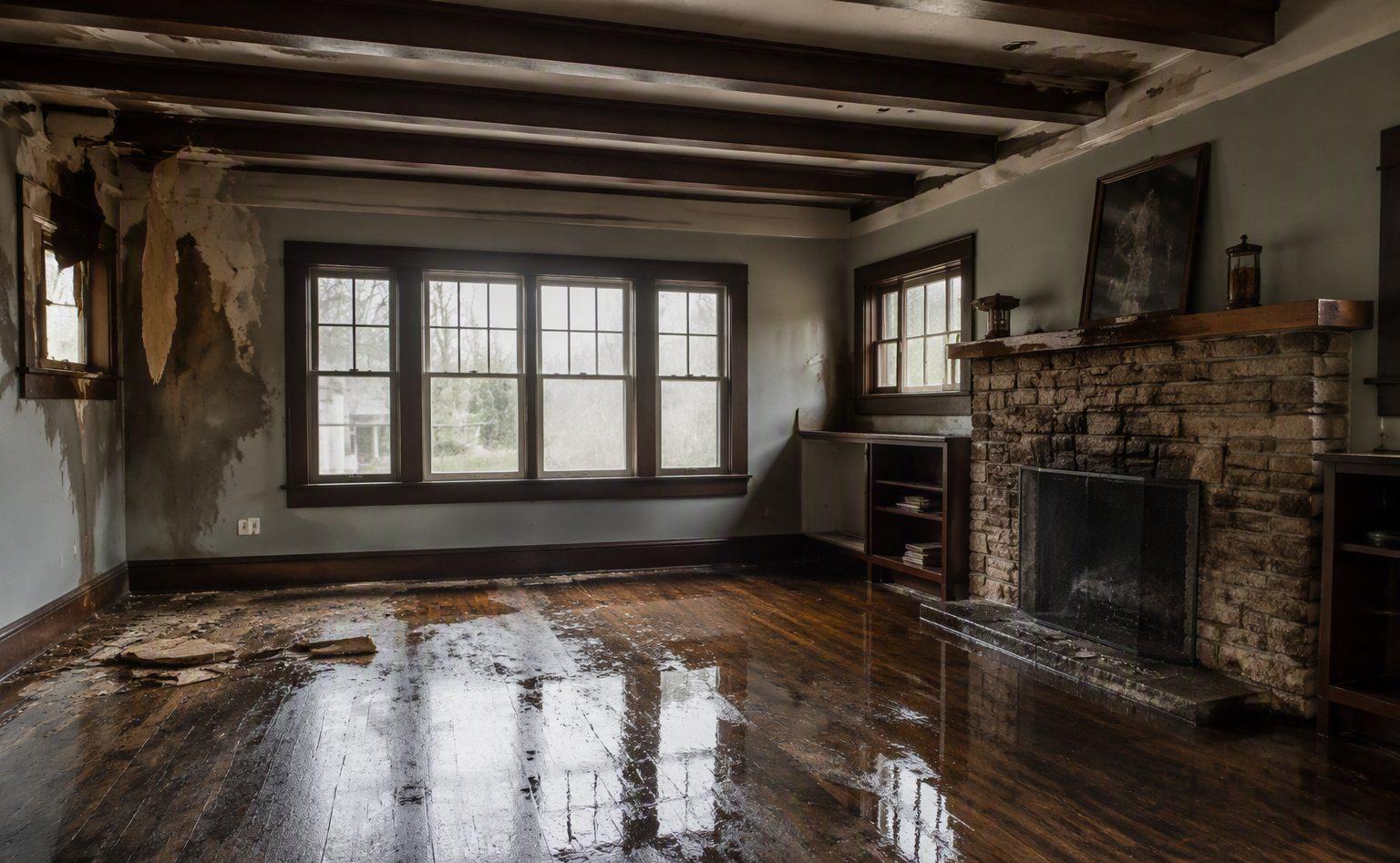 Water damage inside a flooded Greenville area home